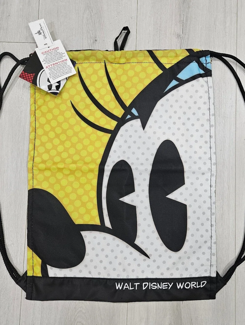 Disney Parks Mickey Mouse Pop Art Drawstring Backpack Cinch Bag Embroidered NWT